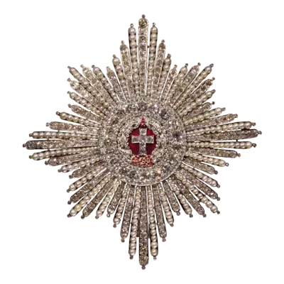 5552_Elefantordens-bryststjerne af brillanter og perler på guld med emalje. Udført o. 1770